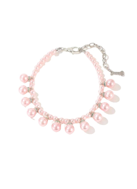 Drop Pearls Necklace, Pink