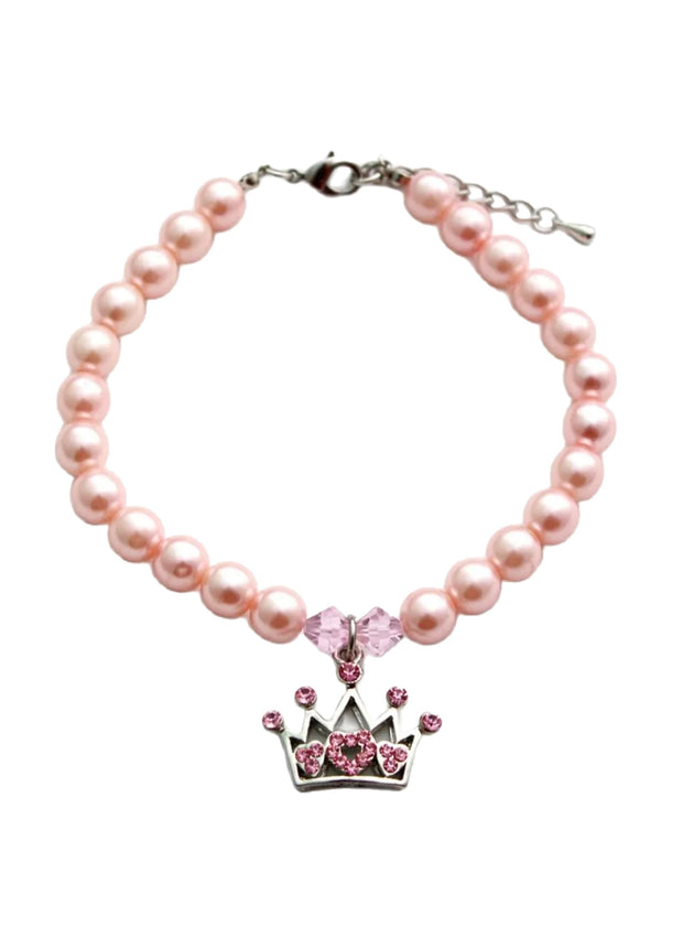 Princess Crown Pearl Necklace, Pink
