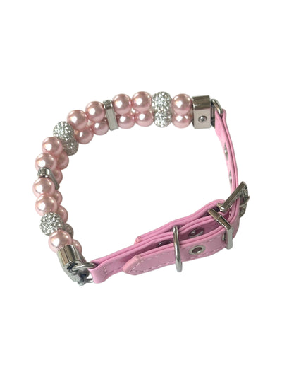 Sparkle & Pearl Dog Collar, Pink
