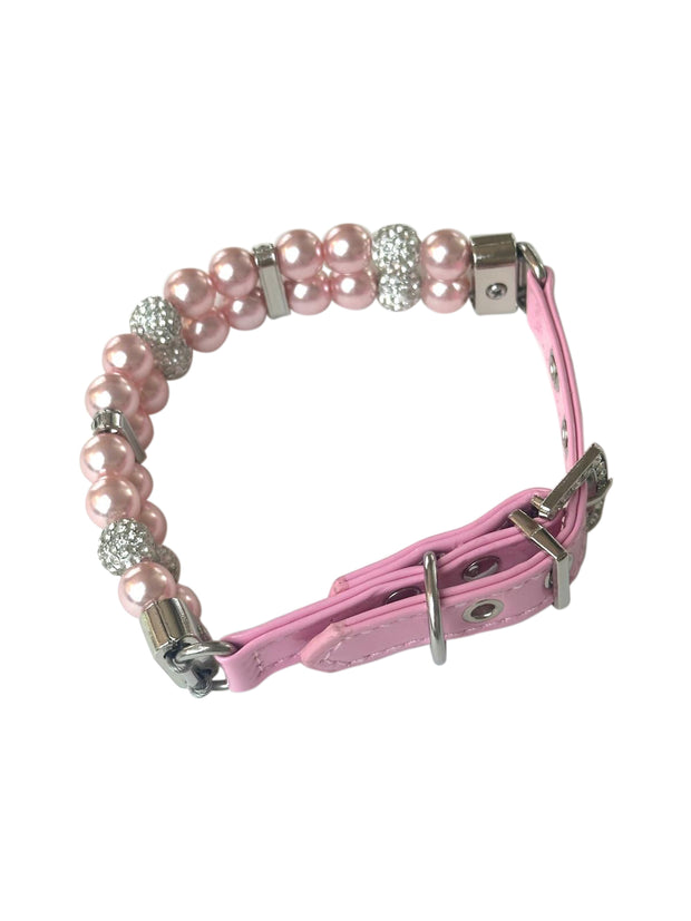 Sparkle & Pearl Dog Collar, Pink