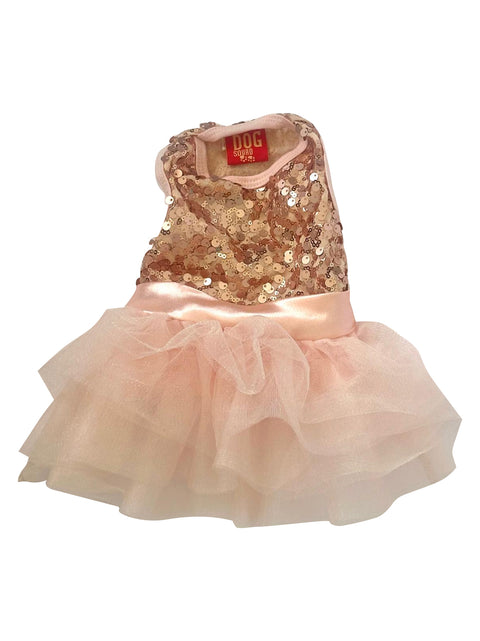 Marilyn Dog Tutu Dress, Rose Gold Sequins XXXS Marilyn Dog Tutu Dress, Rose Gold Sequins XXXS