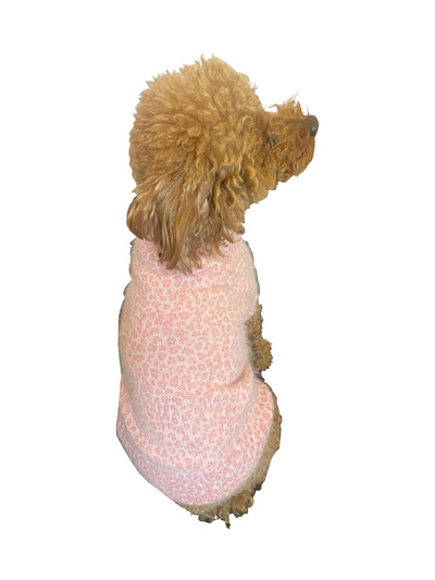 Baby Cheetah Furry Dog Sweater, Blush