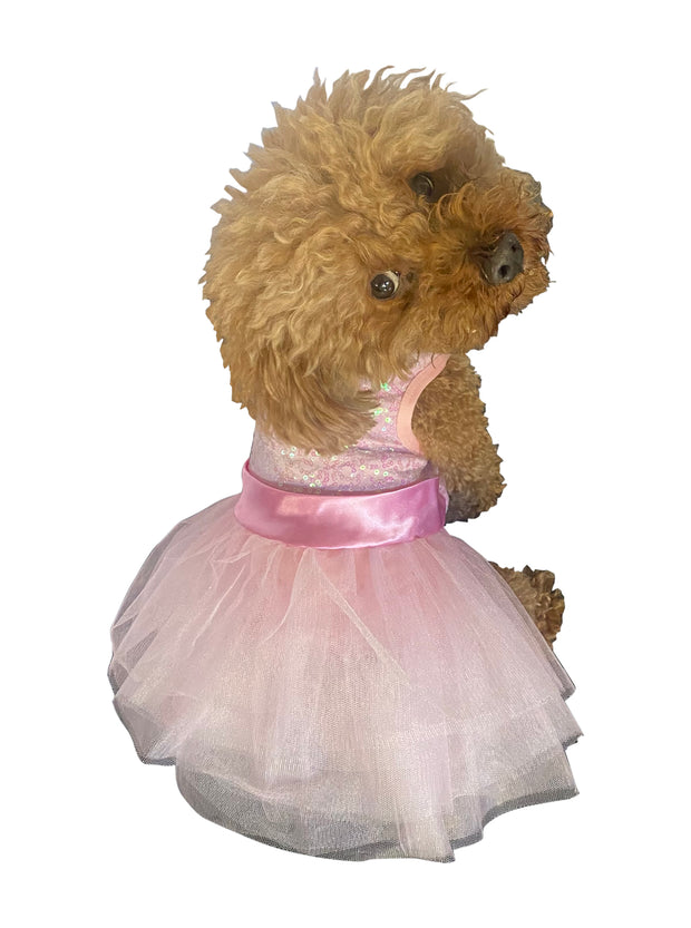 Baby Girl Pink Shimmer Sequin Dog Tutu