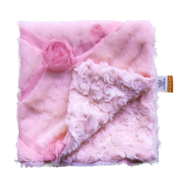 Blanket, Embroidered Roses in Pale Pink