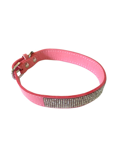 Bling Bling Pleather 5 Row Dog Collar, Light Pink