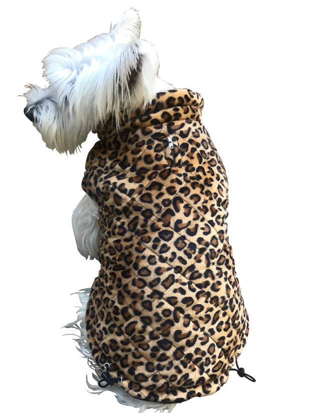Coco Puffer Diamond Quilted Coat, Leopard Velvet