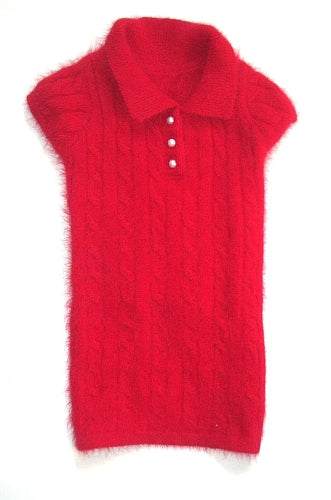 Luxury Preppy Cable Polo Sweater, Red