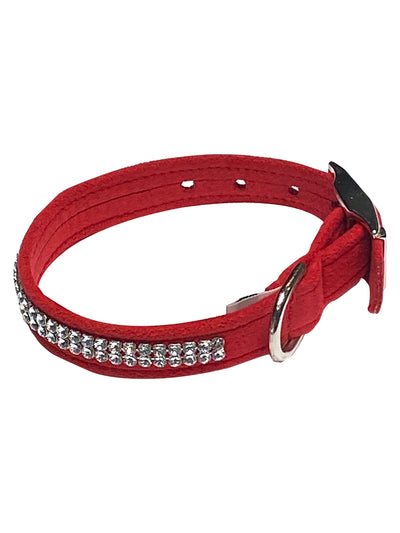 Glamour Girl Ultrasuede Collar w/ Swarovski Crystal, Red