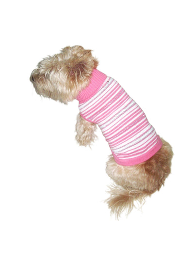 Lurex and Pink Striped Turtleneck Sweater