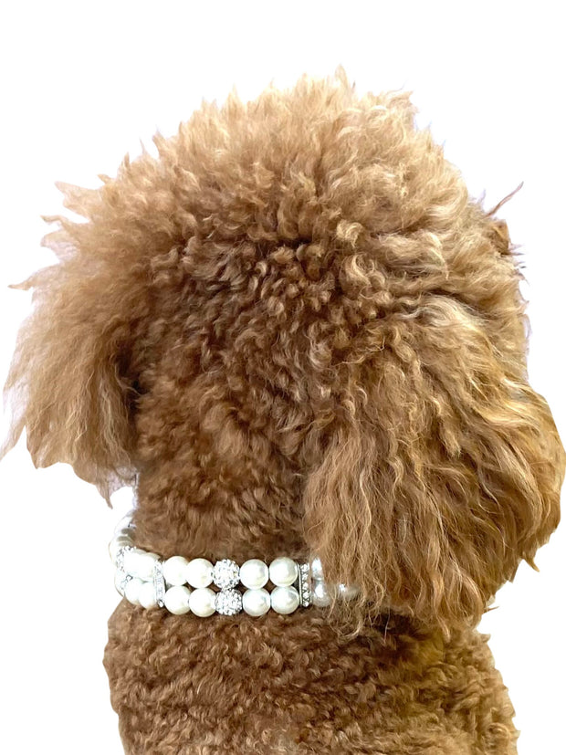 Sparkle & Pearl Dog Collar, Ivory