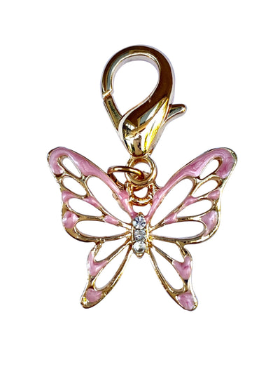 Pink Butterfly Dog Collar Charm