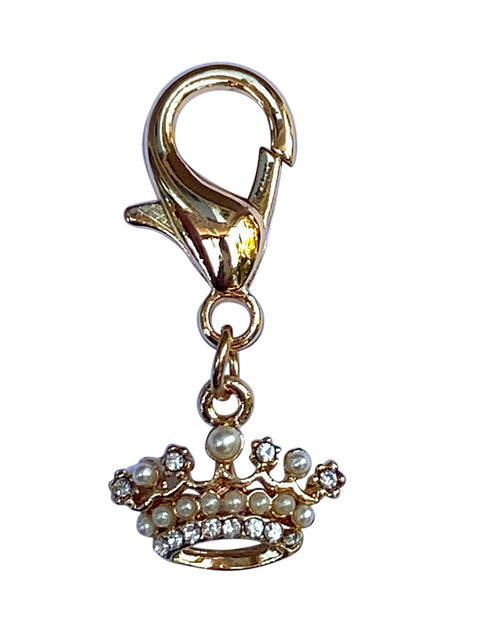 Tiny Crown w/ Pearls Dog Collar Charm