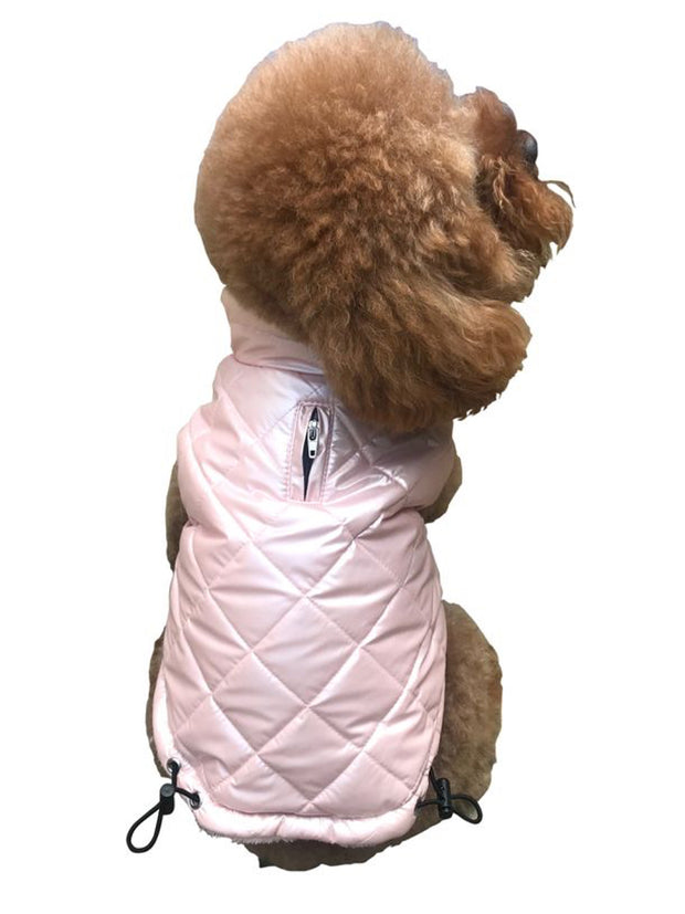 Coco Puffer Diamond Quilted Coat, Pearl PInk