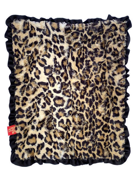 NEW Carrier Square Ruffled Blanket 14"x17", Leopard Sand