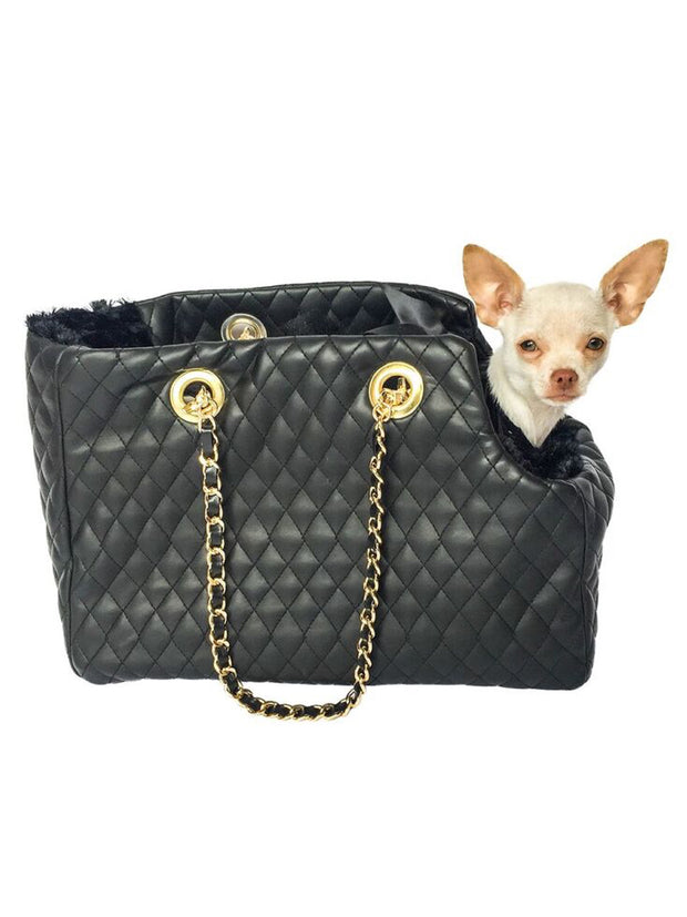 Kate Quilted Carrier, Black Vegan Leather