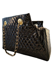 Kate Quilted Carrier, Black Patent
