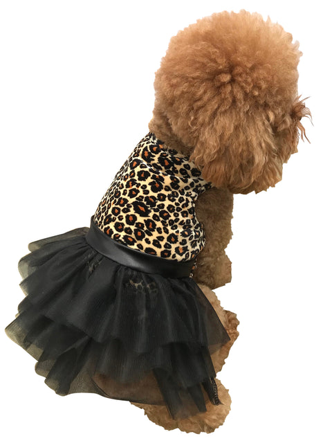 Retro Leopard Velvet Tutu Dress