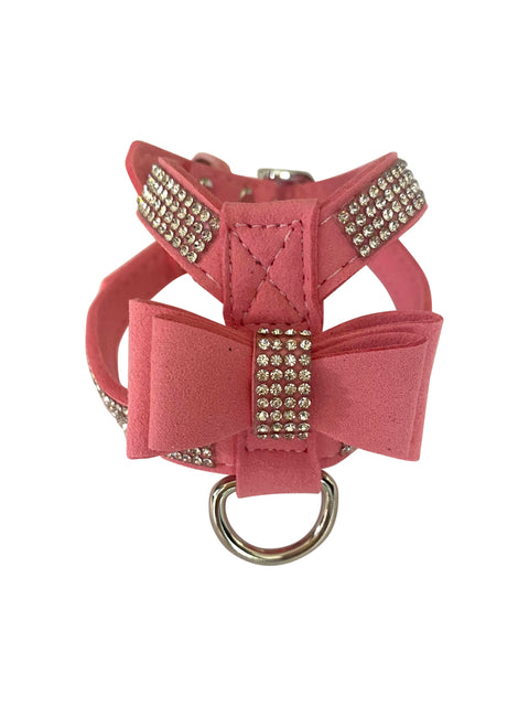 Rhinestone Pleather Dog Harness with Bow, Pink