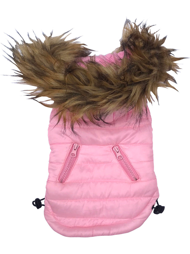 Ski Bunny Puffer with detachable hood, Pretty Pink