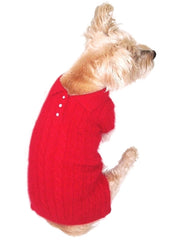 Luxury Preppy Cable Polo Sweater, Red