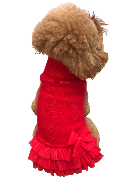 Frilly Tutu Sweater Dress, Red
