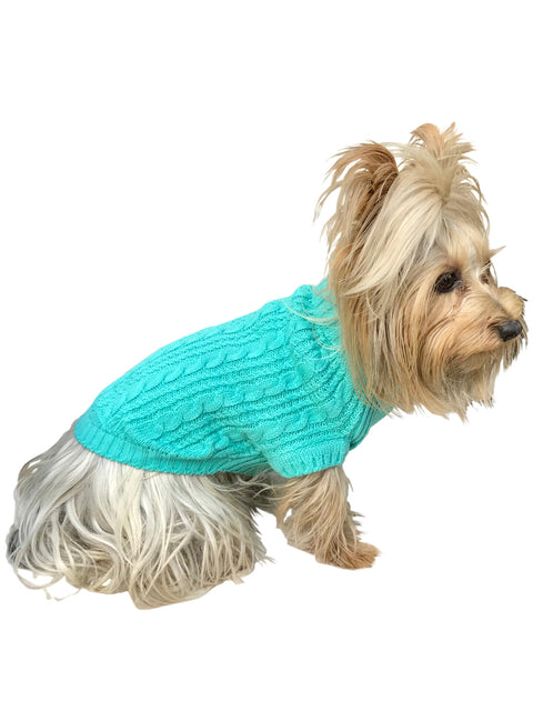 Scottish Cableknit Sweater, Light Turquoise
